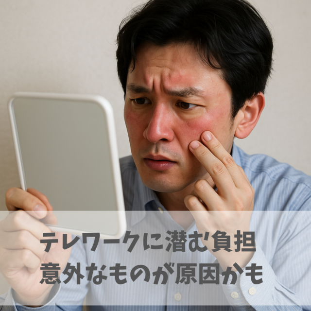 鏡で赤ら顔に悩む日本人男性