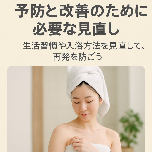 風呂上がりにリラックスした表情で体のケアをしている日本人女性。肌の保湿やケアを行っているシーン