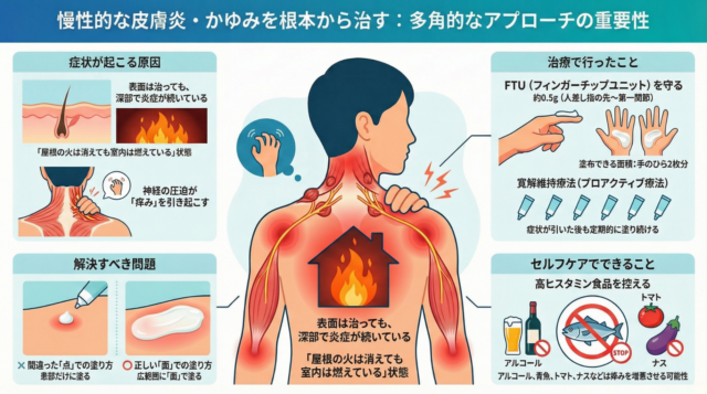 「アトピーの痒みが止まらない…」ステロイドの正しい塗り方と、見落としがちな「首こり・食事」の意外な関係
