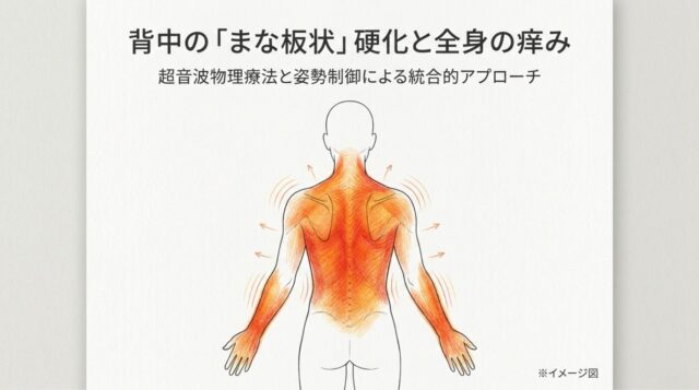 背中の「まな板状」の硬化と全身の痒み：超音波物理療法と姿勢制御による統合的アプローチ