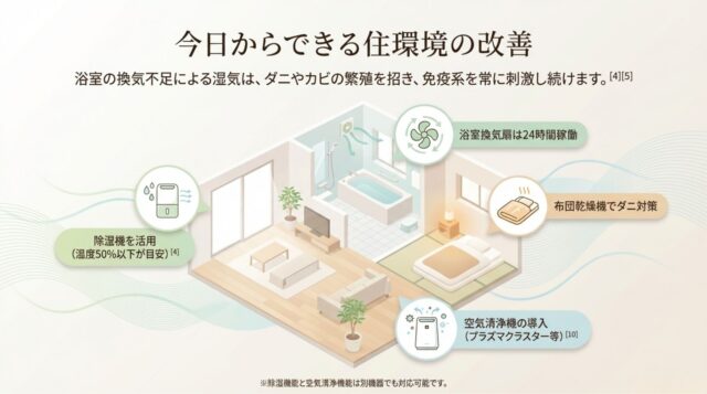 住環境を改善するための具体的な対策リストの図解