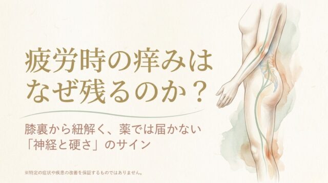 薬を塗っても残る「疲労時の痒み」の原因は?膝裏の隙間と筋膜を整える改善事例