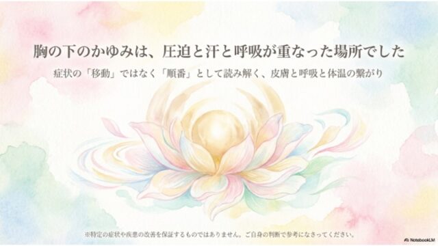 胸の下のかゆみは、圧迫と汗と呼吸が重なった場所でした