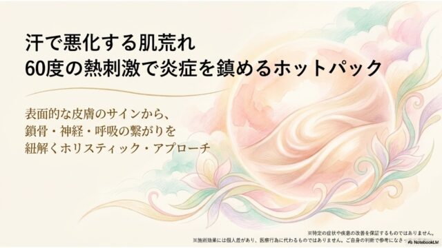 汗で悪化する肌荒れ 60度の熱刺激で炎症を鎮めるホットパック