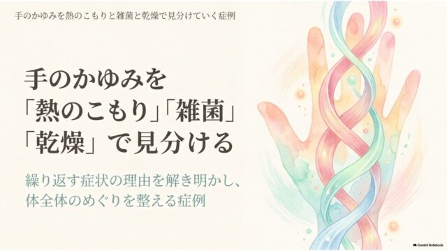 手のかゆみを熱のこもりと雑菌と乾燥で見分けていく症例
